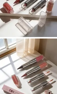 Detailansicht von SAM SUGAR 2-in-1 mattem Lippenstift und Lipgloss mit Textur und Farben