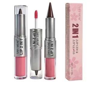 SAM SUGAR 2-in-1 Lippenstift und Lipgloss Set in Rosa- und Brauntönen