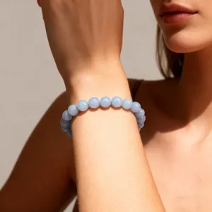 Pulsera de Cuentas de Piedra Natural Ojo de Tigre Ágata Moda Simple Elástica Hecha a Mano Cuentas Redondas Mujer Hombre