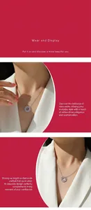 Vue détaillée d'un collier avec pendentif rond en moissanite porté par un mannequin