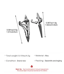 Detailed view showing specific dimensions and weight for geometric open fingernail rings
