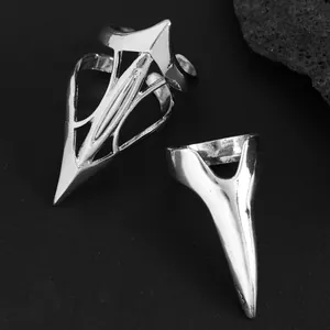 Edgy silver geometric claw nail ring for women with unique gothic style detail