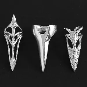 Gothic geometric silver finger nail armor rings with punk claw design for women