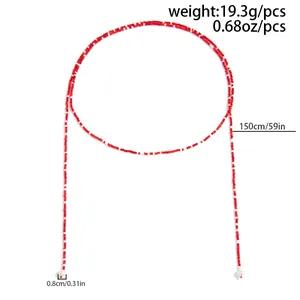 Lange rot-weiße Perlen-Y-Halskette mit Perlenenden, Gesamtlänge 150 cm für Damen