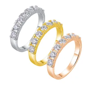 S925 sterling silver moissanite eternity rings in gold, silver and rose gold plating