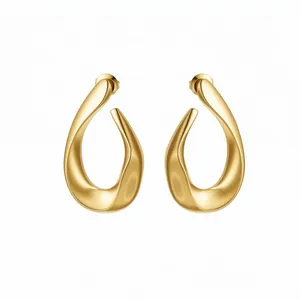 Elegante Creolen in Tropfenform aus 18 Karat vergoldetem Titanstahl für Damen Schmuck