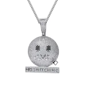 Zilveren iced out No Snitching hanger ketting met fonkelende micro-gezet zirkoon