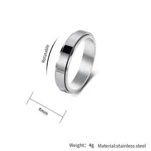 Detailed view of 4mm stainless steel rotatable spinner ring showing material and weight