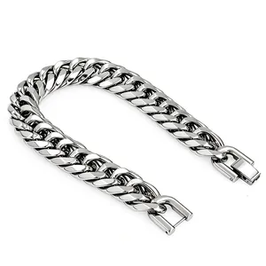 Bold Stainless Steel Cuban Link Chain Necklace Bracelet For Men Women Gold Silver Plated Hip Hop Thick Curb Jewelry