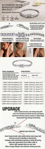 Detailed S925 sterling silver moissanite tennis bracelet with D color stones for men and women