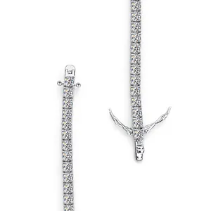 Detailed macro view of a 925 sterling silver tennis bracelet featuring clear round stones