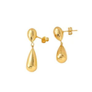 Eleganti orecchini pendenti a goccia placcati in oro 18 carati dal design minimalista