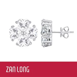 S925 Sterlingsilber Vierblättriges Kleeblatt Moissanit Ohrstecker Für Damen Herzschliff Edelstein Schmuck Gold Roségold Vergoldet
