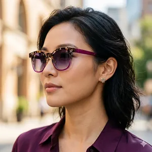 Vintage Leopard Print Square Sunglasses For Men Women Fashion Gradient Lens UV400 Protection PC Metal Bridge Sun Glasses