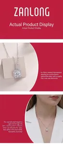 Elegant S925 sterling silver moissanite square pendant necklace detail and model view shots
