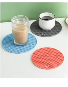 Dessous de plat en silicone nid d'abeille, résistants à la chaleur, bleu, gris et corail
