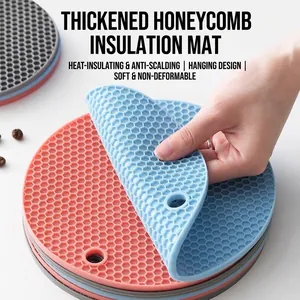 Set de Table en Silicone Minimaliste Moderne Isolation Thermique Texture Nid d'Abeille Antidérapant Rond Protège Table Cuisine