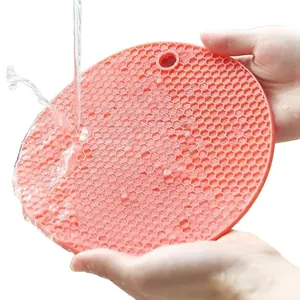 Tapis de cuisine rond en silicone orange résistant à la chaleur pour casseroles