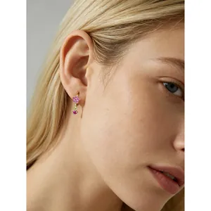 Élégantes boucles d'oreilles fleur de prunier en argent s925 et zircon rose pour femme