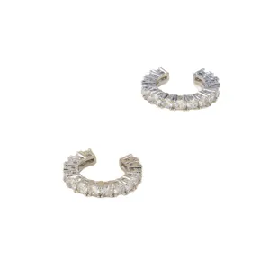 Sparkling silver open ring set with cubic zirconia stones in a minimalist design