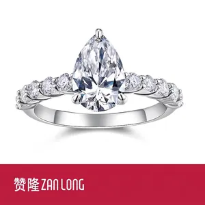 Bague Moissanite Taille Poire Argent Sterling 925 Anneau Torsadé Halo Étincelant Bague de Fiançailles Avec Certificat GRA pour Femme Bijoux
