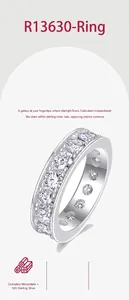 Vue macro d'une bague en argent S925 sertie de moissanites étincelantes couleur D