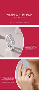 Vue détaillée d'une bague en argent S925 et moissanite avec démonstration sur mannequin