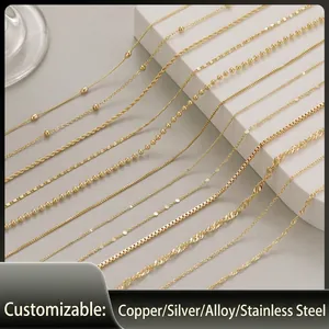 Minimalist Copper Link Chain Necklace For Women Men Gold Silver Plated DIY Jewelry Clavicle Chain Accessories For Wedding Daily Wear
