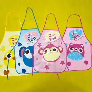 Waterproof EVA children's aprons featuring adorable cartoon animal character prints