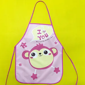 Waterproof pink EVA cartoon monkey apron for children painting and crafting protection