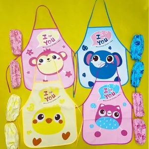Waterproof EVA children's cartoon apron and oversleeve set for painting and activities