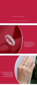Exquisite full pave moissanite eternity ring in S925 sterling silver shown on a model hand