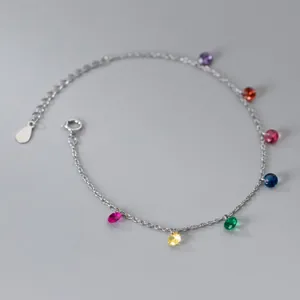 S925 silver bracelet featuring vibrant multi-colored crystal stones for a sweet look.