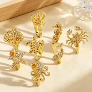 Detailed view of sea animal nose cuffs including starfish and turtle shapes with crystals