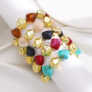 Vintage style irregular CCB beads and colorful resin bracelets set for elegant women