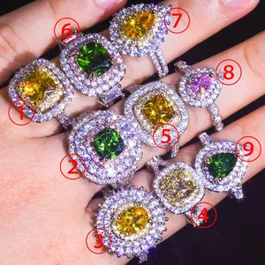 Funkelnde Moissanit-Cluster-Ringe mit bunten Edelsteinen, in 9 verschiedenen Stilen.