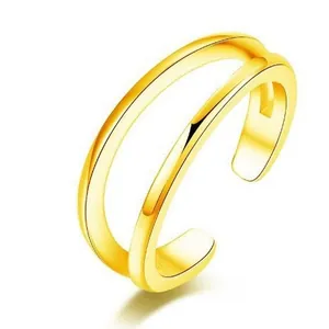 Eleganter goldener zweilagiger offener Zehenring für Damen, modischer minimalistischer Schmuck