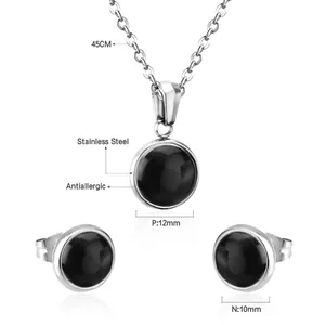 Détails de l'ensemble de bijoux en acier inoxydable avec dimensions et matériel
