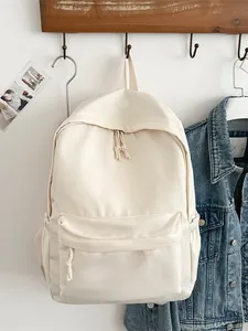 Minimalist Japanese style cream color lightweight backpack for daily travel and school