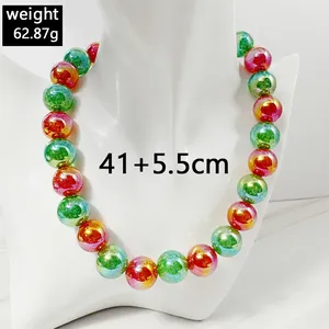 Detailed close-up of a colorful dopamine acrylic beaded necklace with candy colors