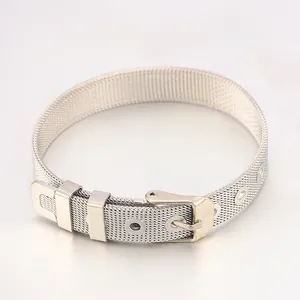 Elegante bracciale in maglia di acciaio inossidabile argento stile orologio per uomo e donna