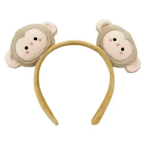 Cute creative plush animal headband with two adorable cartoon monkeys for photo props