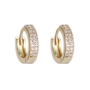 Elegant gold hoop earrings featuring two rows of sparkling cubic zirconia stones for women