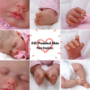 Detailed view of 19 inch Loulou reborn doll with realistic 3D painted skin textures
