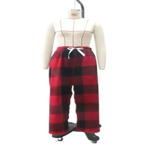 Front view of red and black buffalo plaid pajama pants on a mannequin torso
