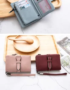 Detail view of the interior and exterior of the soft PU leather folding wallet