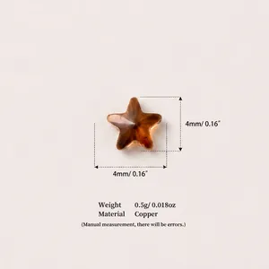 Kleine 4mm bernsteinfarbene Stern-Kupferperle für transparente Medaillons
