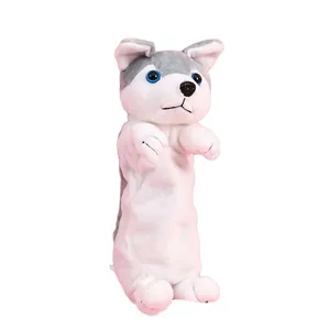 Cute husky plush pencil case with large capacity for school kids and students