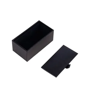 Rechteckige Schwarze Manschettenknopfschachtel Lederimitat Papier Schmuck Geschenkverpackung Mit Klappdeckel Und Zuglasche Herren