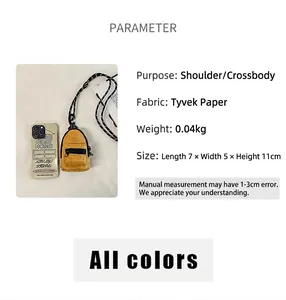 Mini monedero tipo mochila amarilla de papel DuPont con correa de hombro